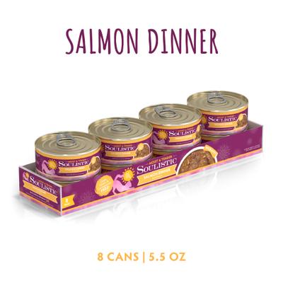 Show full view: Soulistic Moist & Tender Salmon Dinner in Gravy Wet Cat Food, 5.5-oz can, case of 8 slide 3 of 11