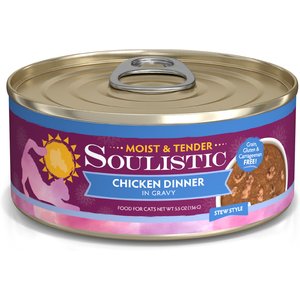 Soulistic Moist & Tender Chicken Dinner in Gravy Wet Cat Food, 5.5-oz can, case of 8