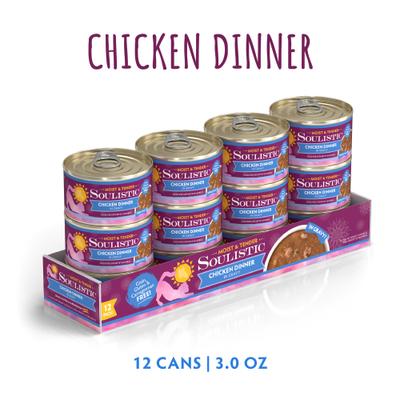 Show full view: Soulistic Moist & Tender Chicken Dinner in Gravy Wet Cat Food, 3-oz can, case of 12 slide 3 of 11