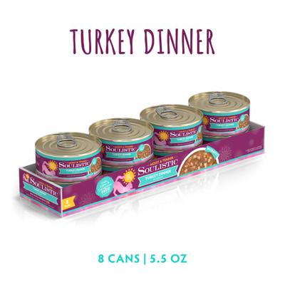Show full view: Soulistic Moist & Tender Turkey Dinner in Gravy Wet Cat Food, 5.5-oz can, case of 8 slide 3 of 11