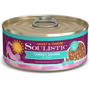 Soulistic Moist & Tender Turkey Dinner in Gravy Wet Cat Food, 5.5-oz can, case of 8