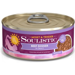 Soulistic Moist & Tender Beef Dinner in Gravy Wet Cat Food, 5.5-oz can, case of 8