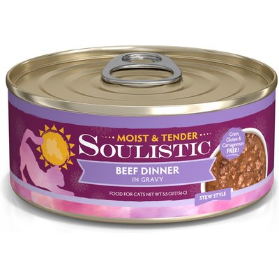 Soulistic Soulistic Moist & Tender Beef Dinner in Gravy Wet Cat Food, 5.5-oz can, case of 8
