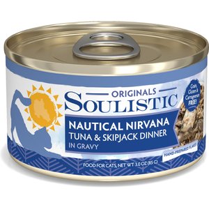 Soulistic Originals Nautical Nirvana Tuna & Skipjack Dinner in Gravy Wet Cat Food, 3-oz can, case of 12