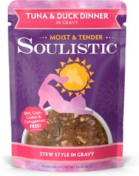 Soulistic Moist & Tender Tuna & Duck Dinner in Gravy Wet Cat Food, 3-oz pouch, case of 8
