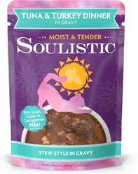 Soulistic Moist & Tender Tuna & Turkey Dinner in Gravy Wet Cat Food, 3-oz pouch, case of 8