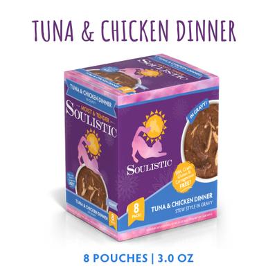 Show full view: Soulistic Moist & Tender Tuna & Chicken Dinner in Gravy Wet Cat Food, 3-oz pouch, case of 8 slide 3 of 12