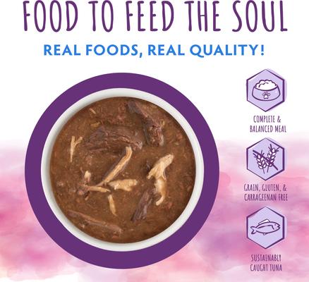 Show full view: Soulistic Moist & Tender Tuna & Chicken Dinner in Gravy Wet Cat Food, 3-oz pouch, case of 8 slide 5 of 12
