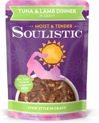 Soulistic Moist & Tender Tuna & Lamb Dinner in Gravy Wet Cat Food, 3-oz pouch, case of 8