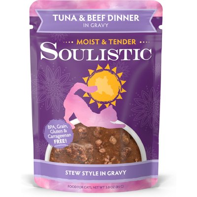 Soulistic Soulistic Moist & Tender Tuna & Beef Dinner in Gravy Wet Cat Food, 3-oz pouch, case of 8