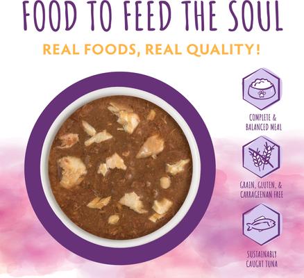 Show full view: Soulistic Moist & Tender Tuna & Salmon Dinner in Gravy Wet Cat Food, 3-oz pouch, case of 8 slide 5 of 12