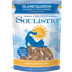 Soulistic Originals Island Illusion Salmon & Tuna Dinner in Pumpkin Soup Wet Cat Food, 3-oz pouch, case of 8