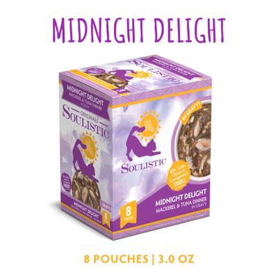 Show full view: Soulistic Originals Midnight Delight Mackerel & Tuna Dinner in Gravy Wet Cat Food, 3-oz pouch, case of 8 slide 3 of 12