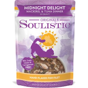 Soulistic Originals Midnight Delight Mackerel & Tuna Dinner in Gravy Wet Cat Food, 3-oz pouch, case of 8