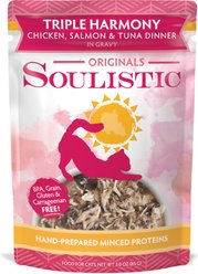 Soulistic Originals Triple Harmony Chicken, Salmon, & Tuna Dinner in Gravy Wet Cat Food, 3-oz pouch, case of 8