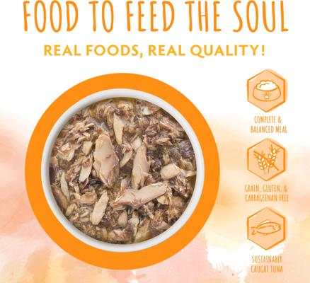 Show full view: Soulistic Originals Luna Tuna Tuna Dinner in Pumpkin Soup Wet Cat Food, 3-oz pouch, case of 8 slide 5 of 12