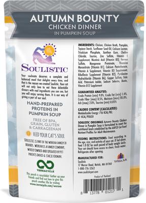 Show full view: Soulistic Originals Autumn Bounty Chicken Dinner in Pumpkin Soup Wet Cat Food, 3-oz pouch, case of 8 slide 4 of 12