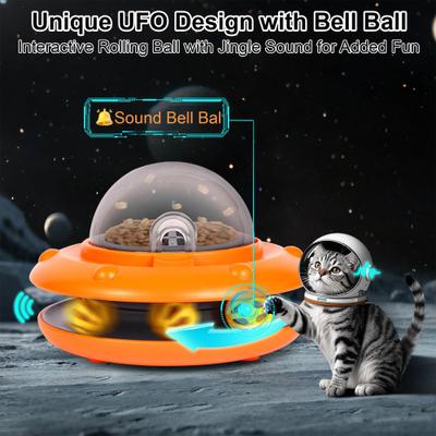 Show full view: Shele UFO Electronic Remote Control Treat Dispensing Cat Toy, Orange, 7.9 x 7.9 x 5.1-in slide 4 of 10