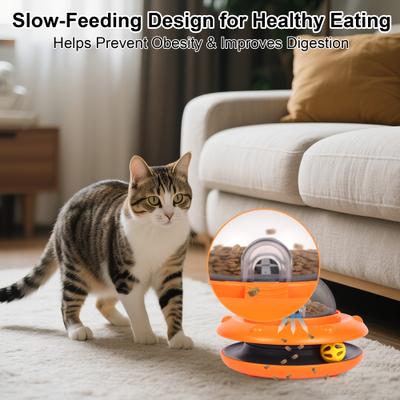 Show full view: Shele UFO Electronic Remote Control Treat Dispensing Cat Toy, Orange, 7.9 x 7.9 x 5.1-in slide 5 of 10