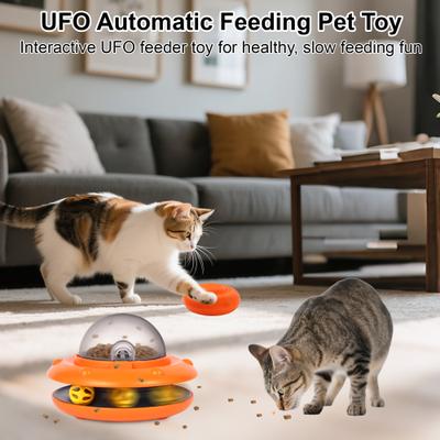 Show full view: Shele UFO Electronic Remote Control Treat Dispensing Cat Toy, Orange, 7.9 x 7.9 x 5.1-in slide 8 of 10