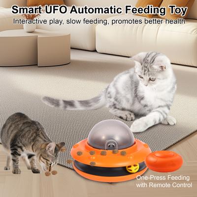 Show full view: Shele UFO Electronic Remote Control Treat Dispensing Cat Toy, Orange, 7.9 x 7.9 x 5.1-in slide 2 of 10