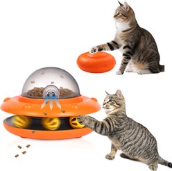 Shele UFO Electronic Remote Control Treat Dispensing Cat Toy, Orange, 7.9 x 7.9 x 5.1-in