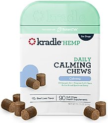 Kradle Daily Calming Beef Liver Flavored Soft Chew Broad Spectrum Hemp Extract Calming Supplement for Dogs, 90 count