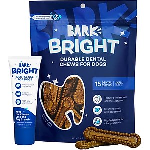 BARK Bright Durable Dental Kit: Small Mint Flavored Dental Dog Treats + Chicken & Thyme Flavored Dog Dental Gel, 15 count, 1.9-oz gel