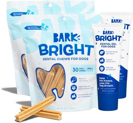 Show full view: BARK Bright Dental Kit: Small Chicken Flavored Dental Dog Treats + Chicken & Thyme Flavored Dog Dental Gel, 30 count, 1.9-oz gel slide 3 of 9