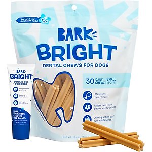 BARK Bright Dental Kit: Small Chicken Flavored Dental Dog Treats + Chicken & Thyme Flavored Dog Dental Gel, 30 count, 1.9-oz gel