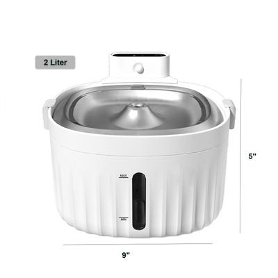 Show full view: HANAMYA Stainless Steel Dogs & Cats Water Fountain with Fountain Replacement Filters, White, 4 count, 2-L slide 2 of 6