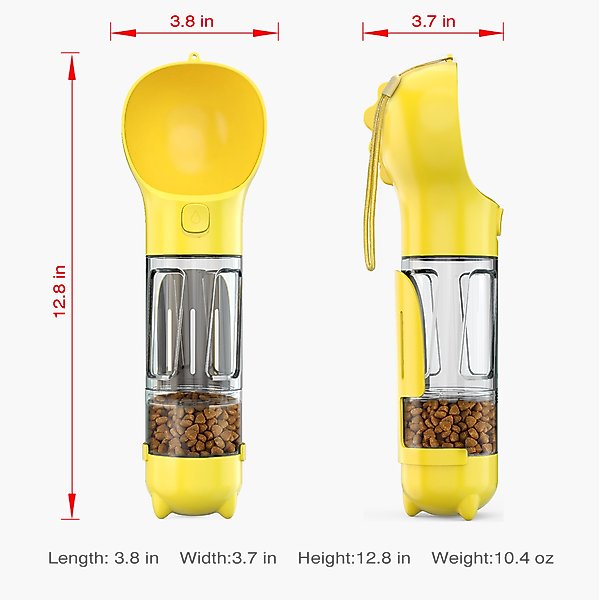 Show full view: HANAMYA 3-in-1 Water Dispenser, Food Container & Waste Bag Holder Dog Travel Bottle, Yellow, 10-oz bottle slide 9 of 9