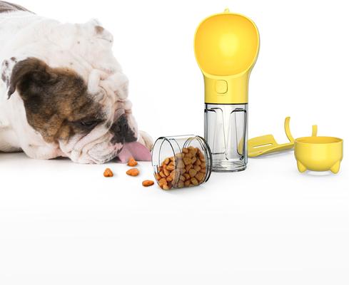 Show full view: HANAMYA 3-in-1 Water Dispenser, Food Container & Waste Bag Holder Dog Travel Bottle, Yellow, 10-oz bottle slide 5 of 9