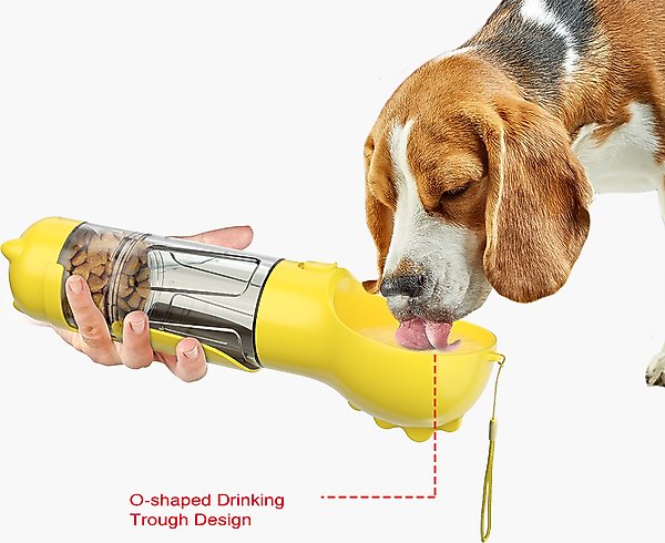 Show full view: HANAMYA 3-in-1 Water Dispenser, Food Container & Waste Bag Holder Dog Travel Bottle, Yellow, 10-oz bottle slide 4 of 9
