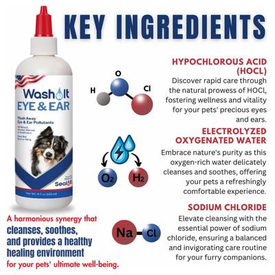 Show full view: Seal It Wash It Eye & Ear Wash for Dogs & Cats, 4-fl oz bottle slide 3 of 7