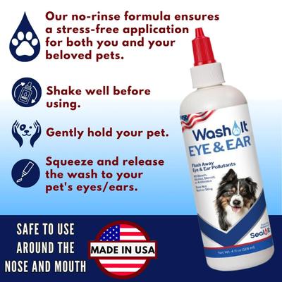 Show full view: Seal It Wash It Eye & Ear Wash for Dogs & Cats, 4-fl oz bottle slide 6 of 7