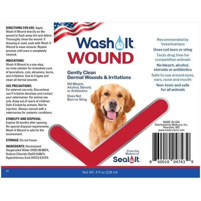 Show full view: Seal It Wash It Wound Wash for Dogs & Cats, 4-fl oz bottle slide 7 of 7