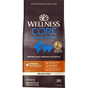 Wellness CORE Grain-Free Large Breed Chicken & Turkey Recipe Natural Dry Dog Food, 26-lb bag