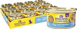 Wellness Complete Health Beef & Salmon Formula Grain-Free Canned Cat Food, 3-oz, case of 24