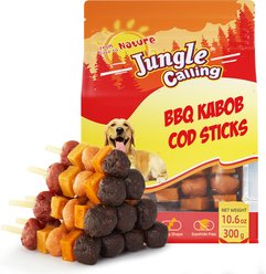Jungle Calling Cod, Chicken, Duck, Beef, Sweet Potato & Pumpkin Kabob Dog Treats, 10.6-oz bag