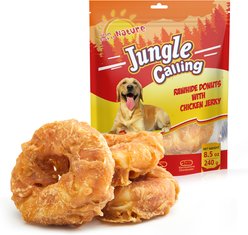 Jungle Calling Chicken Jerky Wrapped Rawhide Donut Dog Chew, 8.5-oz bag