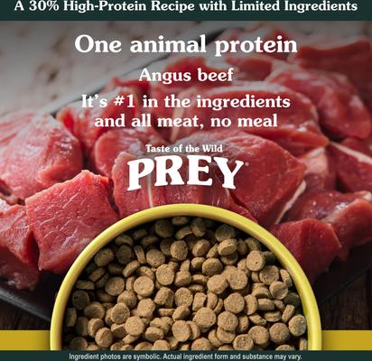 Show full view: Taste of the Wild PREY Angus Beef Formula Limited Ingredient Recipe Dry Cat Food, 15-lb bag slide 5 of 11