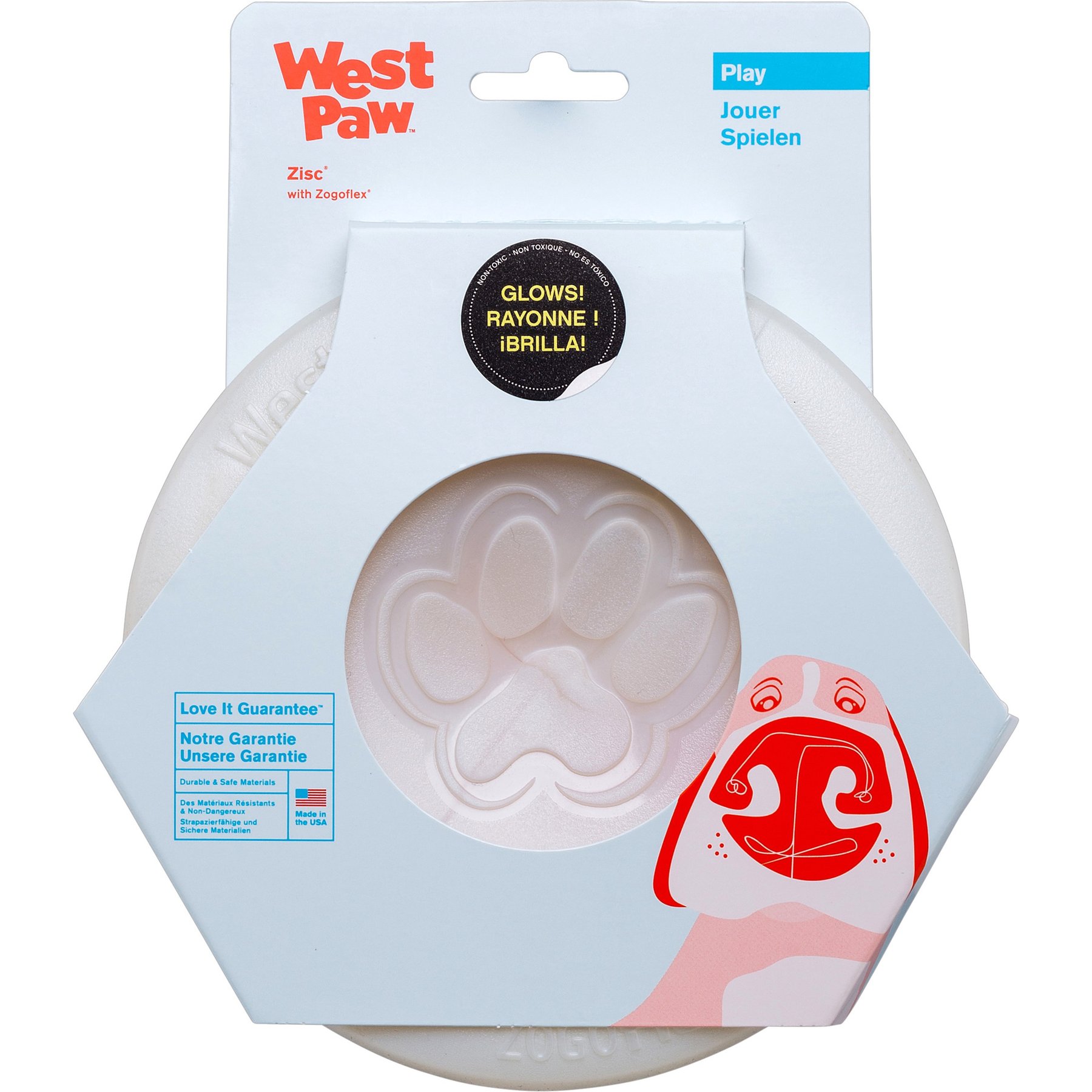 West Paw Zogoflex Glow Zisc Flying Disc Dog Toy Small