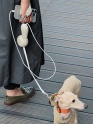 Maison FurRéal ChocoLéash Flagship with Hand Warming & Power Bank Retractable Dog Leash, Cashmere Beige, 9-ft long, 1.75-in wide slide 2 of 9