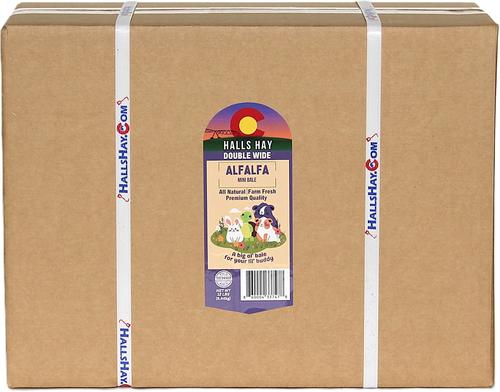 Show full view: Hall's Hay Alfalfa Double Wide Mini Bale Small Animal Food, 12-lb box slide 2 of 7
