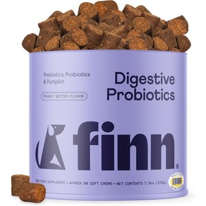 Finn Digestive Prebiotic & Probiotic Peanut Butter Flavor Chew Supplement for Dogs, 90 count