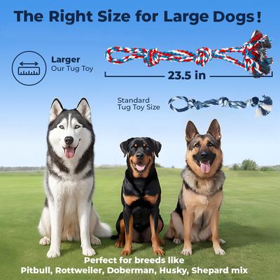 Show full view: Pacific Pups Rescue 3 Knots Tough Dog Rope Tug Toy, Large, 2 count, Red slide 6 of 9