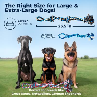 Show full view: Pacific Pups Rescue 3 Knots Tough Dog Rope Tug Toy, Large, 2 count, Blue & Red slide 7 of 10