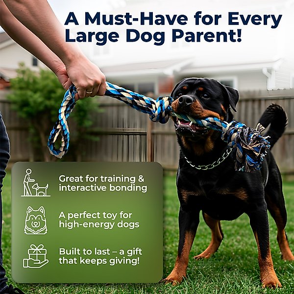 Show full view: Pacific Pups Rescue 3 Knots Tough Dog Rope Tug Toy, Large, 1 count, Blue slide 3 of 9