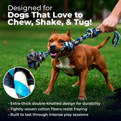 Show full view: Pacific Pups Rescue 3 Knots Tough Dog Rope Tug Toy, Large, 1 count, Blue slide 6 of 9